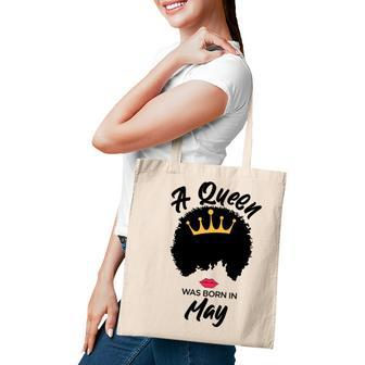 A Queen Was Born In May Curly Hair Cute Girl Tote Bag - Seseable