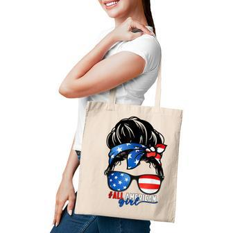 All American Girl 4Th Of July Daughter Messy Bun Usa Tote Bag - Seseable