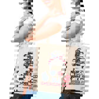 All American Girl Messy Bun American Flag 4Th Of July V2 Tote Bag | Seseable FR