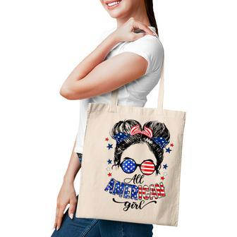 All American Girls 4Th Of July Daughter Messy Bun Usa V4 Tote Bag - Seseable