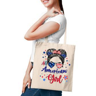 All American Girls 4Th Of July Daughter Messy Bun Usa V7 Tote Bag - Seseable