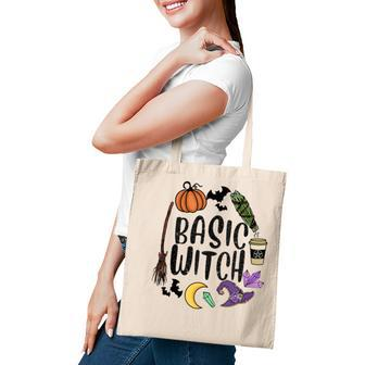 Basic Witch Hat Witches Pumpkin Moon Witchcraft Halloween Tote Bag - Seseable