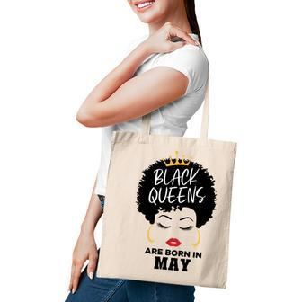 Black Queens Are Born In May Birthday Curly Hair Girl Tote Bag - Seseable