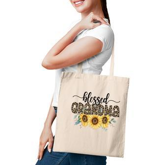Blessed Grandma Sunflower Leopard Vintage Mothers Day Tote Bag - Seseable