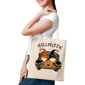 Boo Pumpkin Witch Gnomes In Halloween Truck Funny Holiday V2 Tote Bag - Seseable