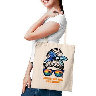 Bring On The Sunshine Messy Bun Sunsets Summer Funny Beach Tote Bag - Seseable