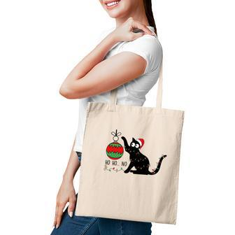 Christmas Funny Black Cat Ho Ho Ho Cat Lovers Gifts Tote Bag - Seseable