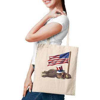 Cool Sloth Us Flag Funny American 4Th Of July Lazy Usa Gift Tote Bag - Seseable