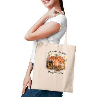 Cozy Autumn Fall Just A Girl Who Loves Pumpkin Spice Tote Bag - Seseable
