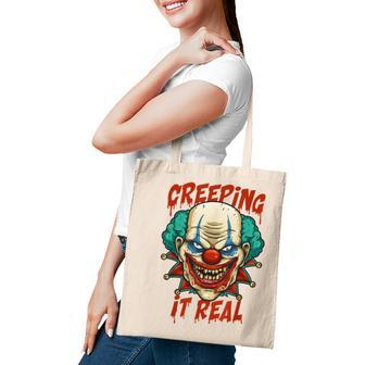 Creeping It Real Creepy Clown Face Halloween Trick Or Treat Tote Bag - Seseable
