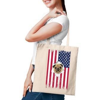 Cute Pug Face & American Flag – 4Th Of July Pug Dad Pug Mom Tote Bag | Seseable UK