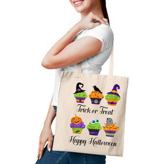 Cute Trick Or Treat Happy Halloween Cupcake Assortment Gift Tote Bag - Seseable