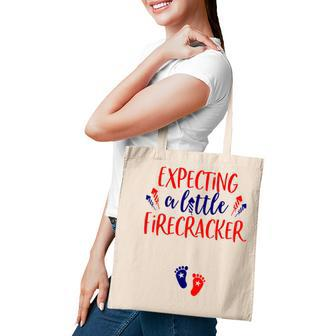 Expecting A Little Firecracker New Mom 4Th Of July Pregnancy Tote Bag - Seseable