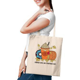 Fall Pumpkin Spice And Everything Nice Donut Coffee Tote Bag - Seseable