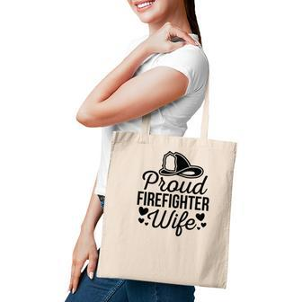 Firefighter Proud Wife Heart Black Graphic Meaningful Tote Bag - Seseable