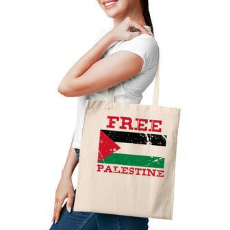 Free Palestine - With Graphic Vintage Palestinian Flag Tote Bag - Seseable