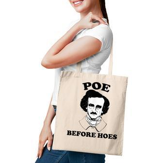 Funny Edgar Allan Poe Poe Before Hoes Reading Tote Bag - Seseable