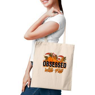 Funny Obsessed With Fall Pumpkin Tote Bag - Seseable