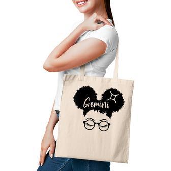 Gemini Zodiac Sign Afro Girl African Hair Astrology Birthday Tote Bag - Seseable