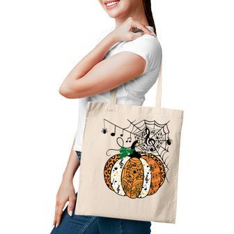 Halloween Pumpkin Music Symbols Music Teacher Halloween Tote Bag - Seseable