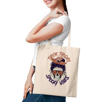 Halloween Spooky Skeleton Thick Thighs Spooky Vibes Tote Bag - Seseable