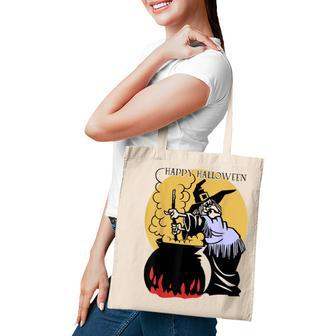 Happy Halloween Spooky Witch And Cauldron Costume Tote Bag - Seseable