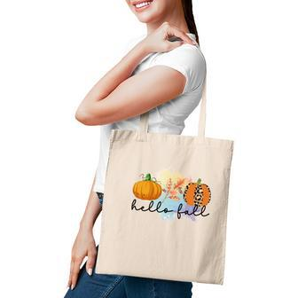 Hello Fall Pumpkins Thanksgiving Season Tote Bag - Seseable