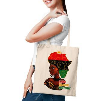 I Am Black History Melanin Pride Africa Map Hair Black Queen V2 Tote Bag - Seseable