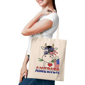 I Love America 4Th Of July Usa Patriotic Cow Lover Kids Tote Bag - Seseable