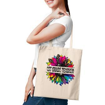 It Takes A Lot Of Sparkle To Be A 1St Grade Teacher Tie Dye Leopard Sunflower Tote Bag - Seseable