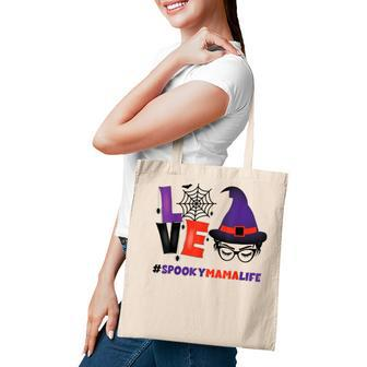 Love Halloween Mom Halloween Spooky Witch Face Mama Women Tote Bag - Seseable