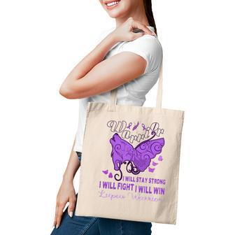 Lupus Awareness Warrior Purple Ribbon Butterfly Wolf Womens Tote Bag - Seseable