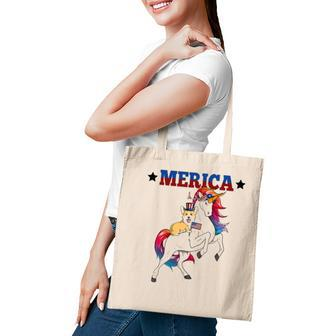 Merica Corgi Dog Unicorn Usa American Flag 4Th Of July Gift Tote Bag - Seseable
