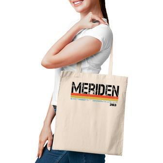 Meridan Conn Area Code 203 Vintage Stripes Gift & Sovenir Tote Bag - Seseable