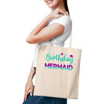 Mermaid Matching Family Birthday Blue Purple Tote Bag - Seseable