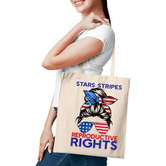 Messy Bun American Flag Stars Stripes Reproductive Rights V3 Tote Bag - Seseable