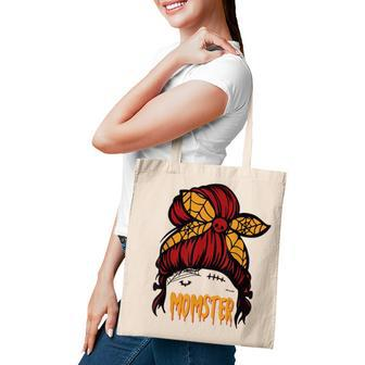 Messy Bun Halloween 2021 Costumes Women Momster Funny Spooky Tote Bag - Seseable