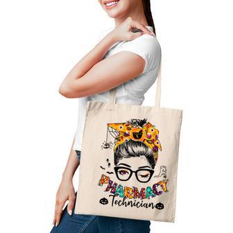 Messy Bun Pharmacy Technician Spooky Season Halloween Party Tote Bag - Seseable