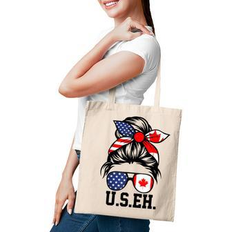Messy Bun Useh American Canadian Canada Day Mom Tote Bag - Seseable