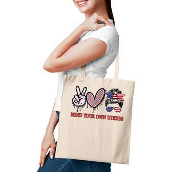 Mind Your Own Uterus Pro Choice Feminist Women Right Us Flag Tote Bag - Seseable