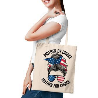 Mother Bychoice Prochoice Messy Bun Us Flag 4Th Of July Tote Bag - Seseable