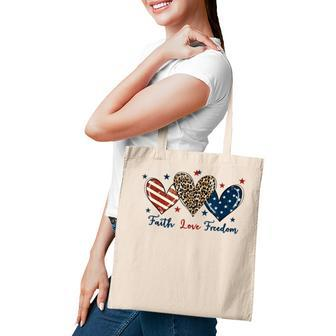 Patriotic 4Th Of July American Flag Heart Faith Love Freedom V2 Tote Bag - Seseable