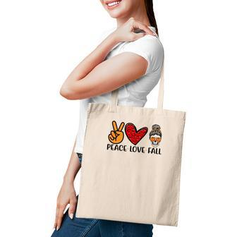 Peace Love Fall Messy Bun Girl Tote Bag - Seseable