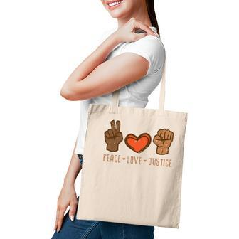 Peace Love Justice Fist Black Lives Matter Blm African Gift Tote Bag - Seseable