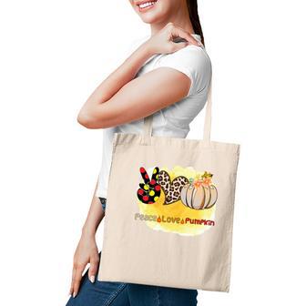 Peace Love Pumpkin Fall Season Gift Idea Tote Bag - Seseable