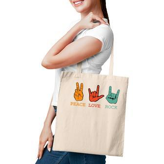 Peace Love Rock And Roll Retro Vintage Peace Loving Musician Tote Bag - Seseable