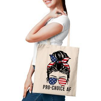 Pro Choice Af Messy Bun Us Flag Reproductive Rights Tank Tote Bag - Seseable