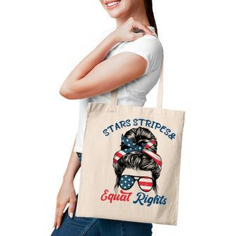 Pro Choice Feminist Stars Stripes Equal Rights Messy Bun Tote Bag - Seseable