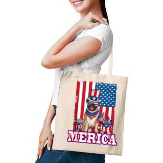 Pug Dad Mom 4Th Of July American Flag Merica Dog Tote Bag | Seseable UK