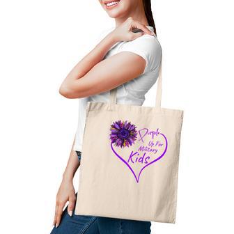 Purple Up Military Child Heart Leopard Sunflower Tote Bag - Seseable